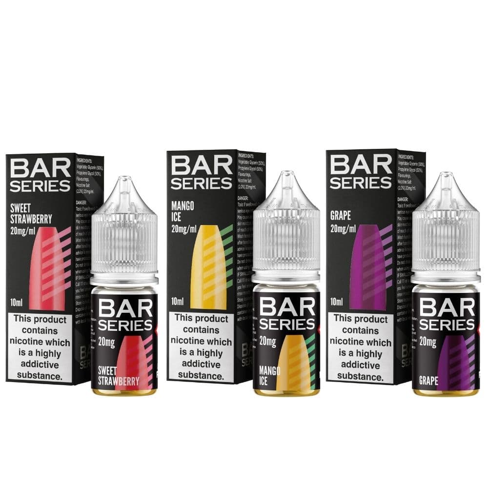 Pack of 10 Bar Series Nic Salts 10 mg 20mg , 10 ml , 50/50/ VG PG