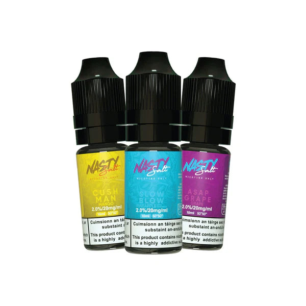 Pack of 10 Nasty Nic Salts 10ML E Liquid 10MG & 20MG Vape Juice 50VG 50PG
