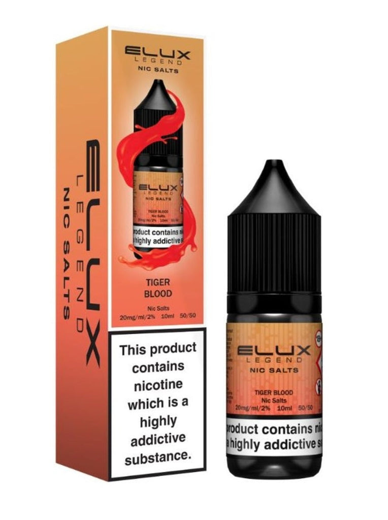 Pack of 10 PCS: Elux Nic Salt 10ml E Liquid Vape Juice- Elux Salts 50VG/50PG with 10 mg & 20 mg. TPD UK