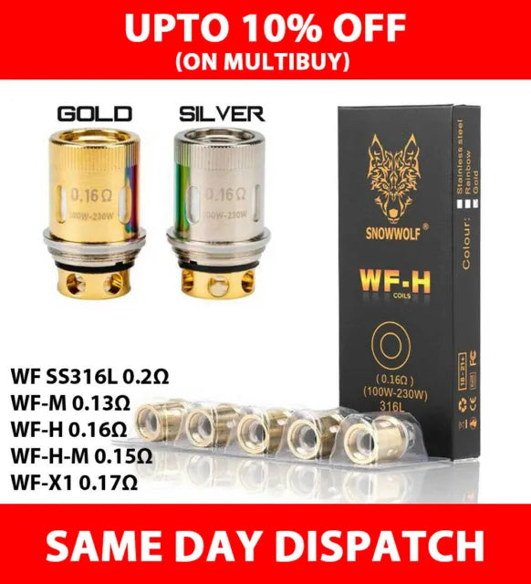 Snowwolf WF MINI Coils 0.28Ω(30W-60W) For Wolf Mini Tank Pack Of 5 TPD Compliant