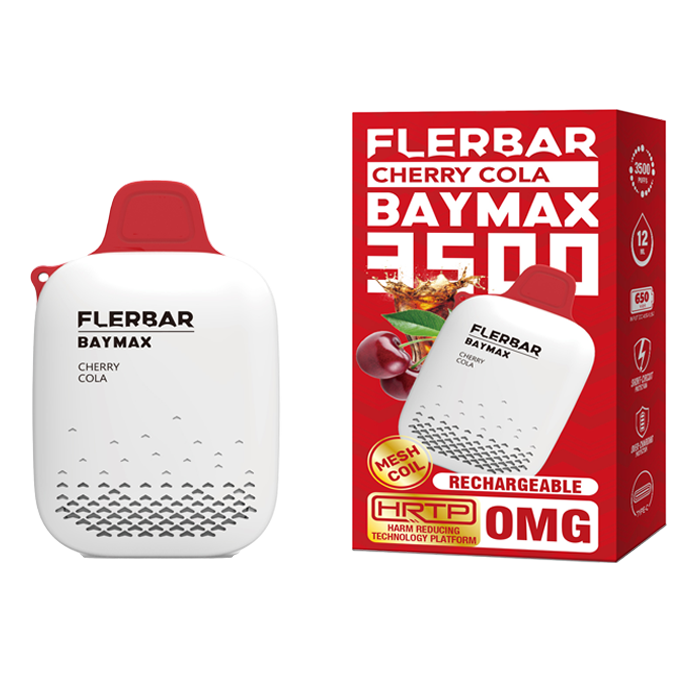 Pack of 5 FLERBAR BAYMAX 3500  PREFILLED -DEVICE 0MG nic Rechargeable Battery