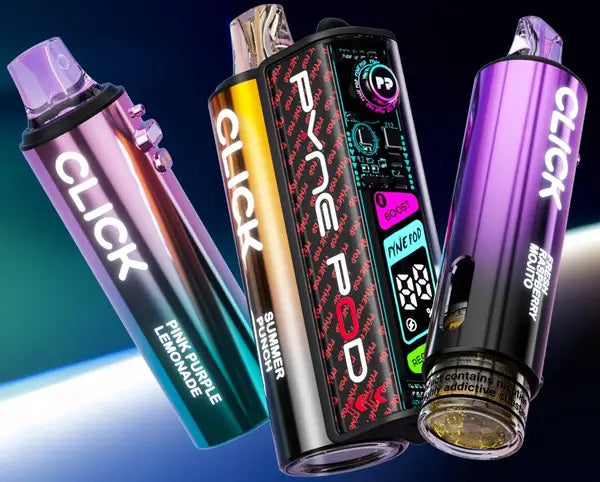 Pyne Pod Click 50K Prefilled Vape Kit – 50,000 Puffs | Dual Mode | 20mg Nic Salt | OLED Display | Rechargeable
