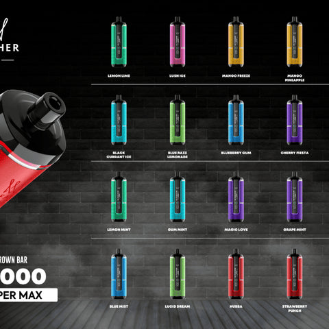 Al Fakher 15000 15k Hypermax Vape Pod Kit 2ML TANK X 10ML-  20MG Puff Crown Bar TPD UK