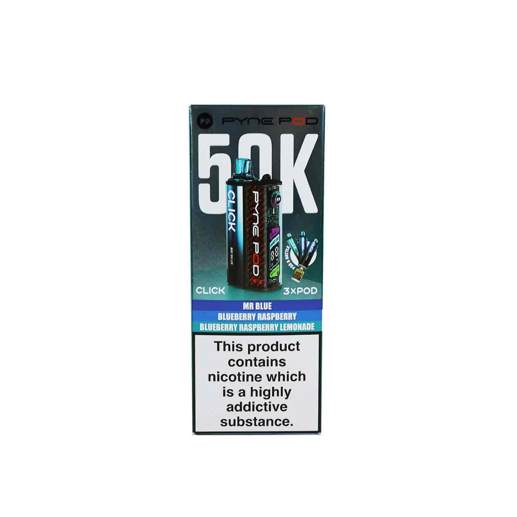 Pyne Pod Click 50K Prefilled Vape Kit – 50,000 Puffs | Dual Mode | 20mg Nic Salt | OLED Display | Rechargeable