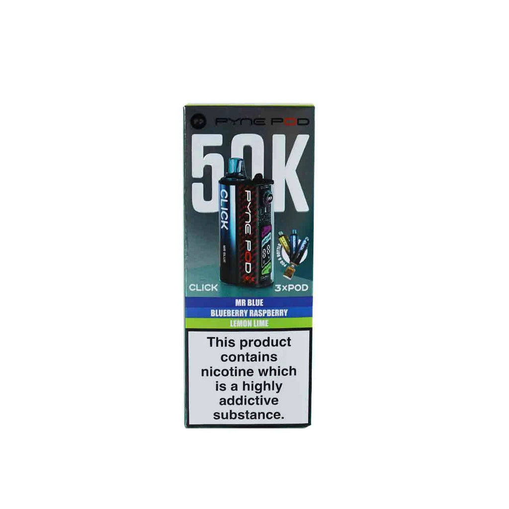 Pyne Pod Click 50K Prefilled Vape Kit – 50,000 Puffs | Dual Mode | 20mg Nic Salt | OLED Display | Rechargeable