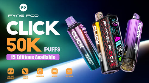 Pyne Pod Click 50K Prefilled Vape Kit – Pack of 5 (Box Offer) | 50,000 Puffs Each | Dual Mode | OLED Display | 20mg Nic Salt | Rechargeable