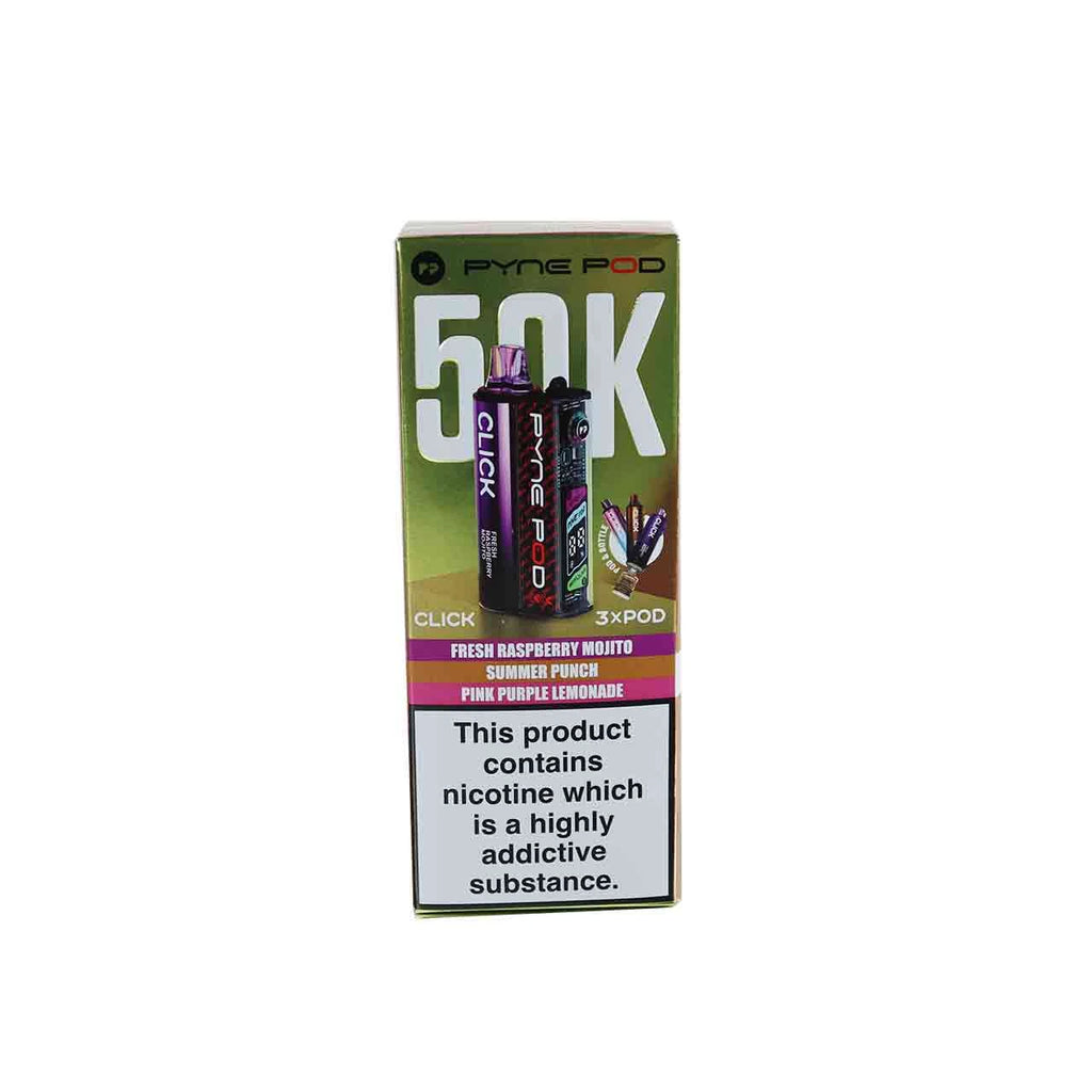 Pyne Pod Click 50K Prefilled Vape Kit – 50,000 Puffs | Dual Mode | 20mg Nic Salt | OLED Display | Rechargeable