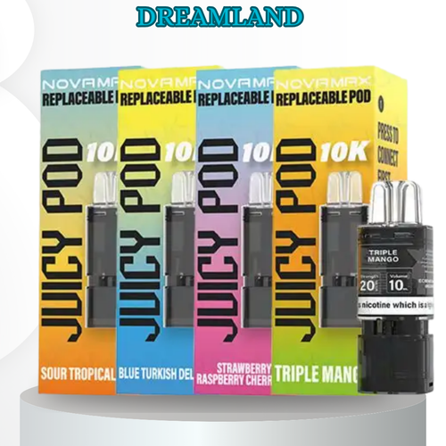 Juicy Pod Novamax 10K Replacement Pod + 10ml Refill – 20mg Nic Salt | Up to 6,000 Puffs | Mesh Coil