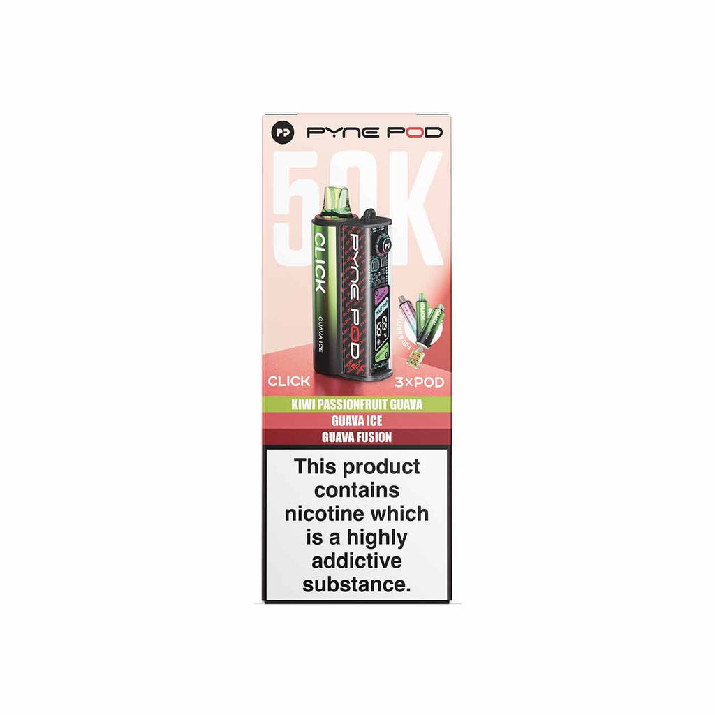 Pyne Pod Click 50K Prefilled Vape Kit – 50,000 Puffs | Dual Mode | 20mg Nic Salt | OLED Display | Rechargeable