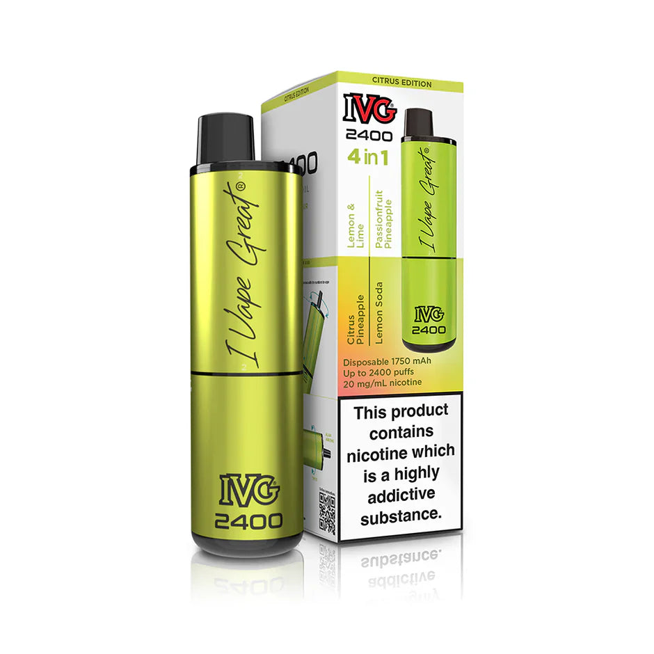 Pack of 5 PCS: IVG 2400  MULTI FLAVOUR EDITION Disposable Vape lodging 4 x 2ml units 20 mg TPD