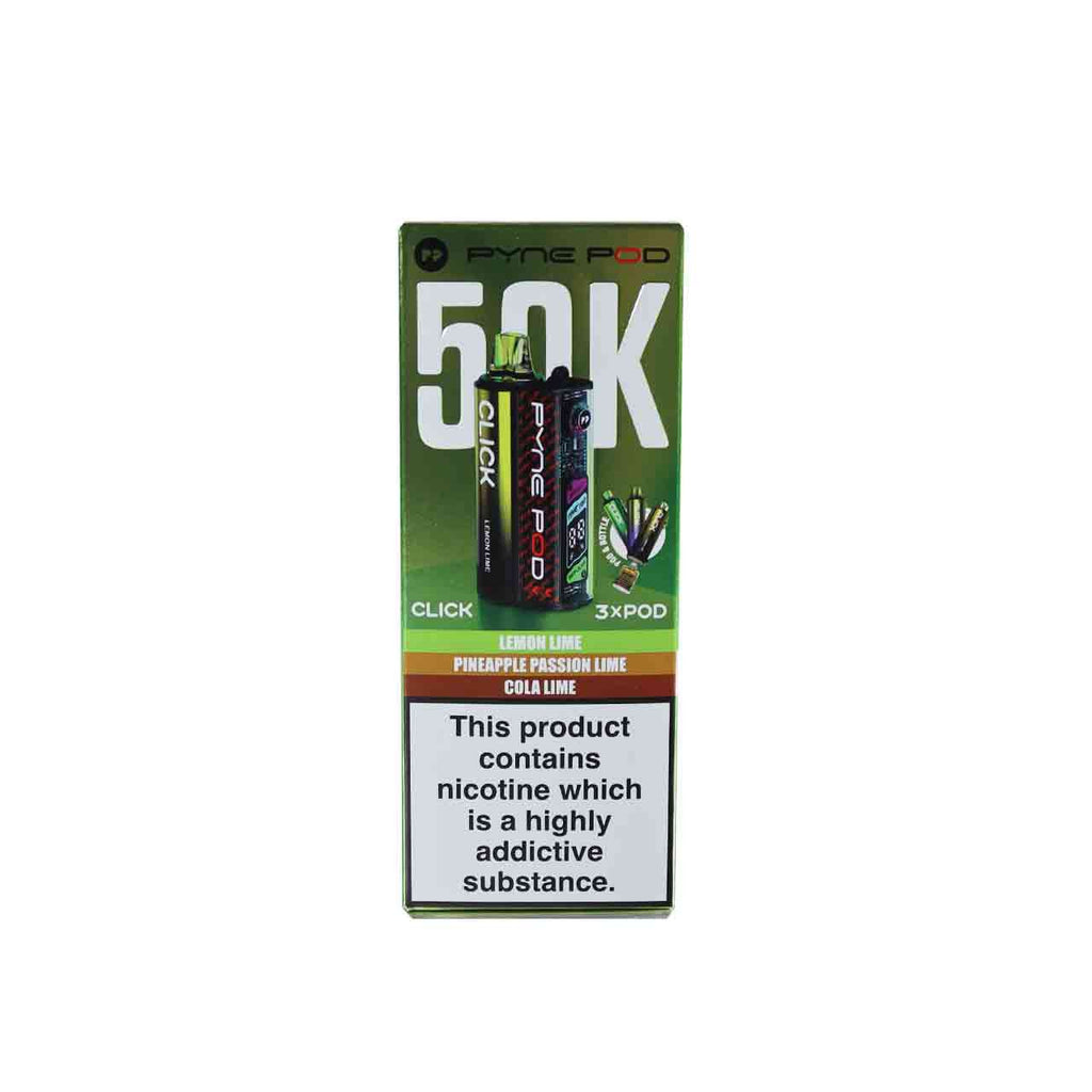 Pyne Pod Click 50K Prefilled Vape Kit – 50,000 Puffs | Dual Mode | 20mg Nic Salt | OLED Display | Rechargeable