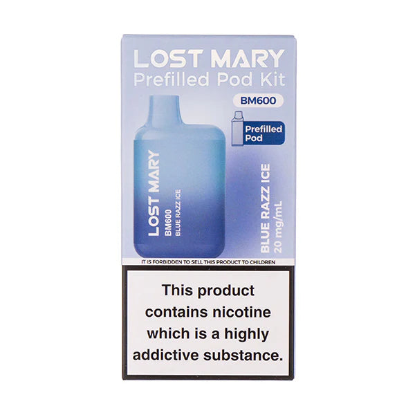 Lost Mary BM600 Prefilled Pod Kit – Box of 10 Devices | 600 Puffs Each | 20mg Nic Salt | Rechargeable Pod Vape