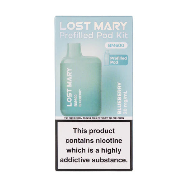 Lost Mary BM600 Prefilled Pod Kit – Box of 10 Devices | 600 Puffs Each | 20mg Nic Salt | Rechargeable Pod Vape