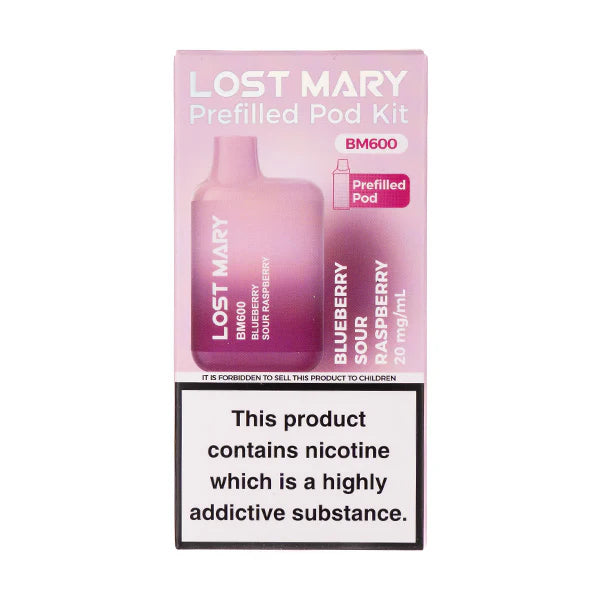 Lost Mary BM600 Prefilled Pod Kit – Box of 10 Devices | 600 Puffs Each | 20mg Nic Salt | Rechargeable Pod Vape