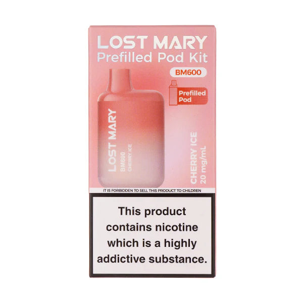 Lost Mary BM600 Prefilled Pod Kit – Box of 10 Devices | 600 Puffs Each | 20mg Nic Salt | Rechargeable Pod Vape