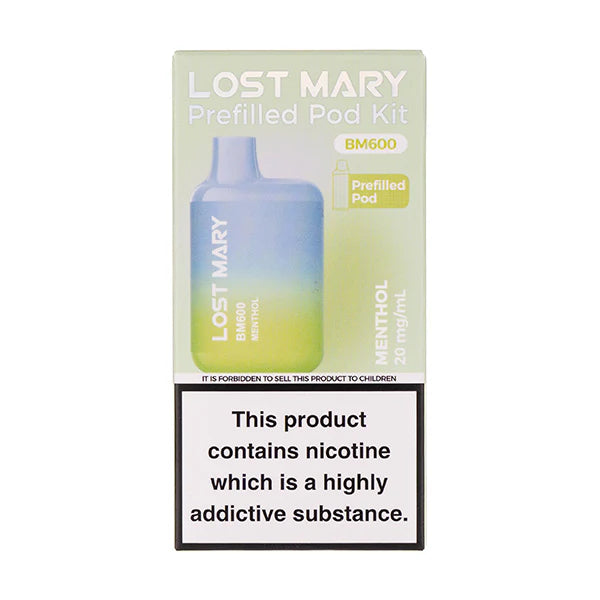 Lost Mary BM600 Prefilled Pod Kit – Box of 10 Devices | 600 Puffs Each | 20mg Nic Salt | Rechargeable Pod Vape