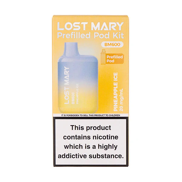Lost Mary BM600 Prefilled Pod Kit – Box of 10 Devices | 600 Puffs Each | 20mg Nic Salt | Rechargeable Pod Vape