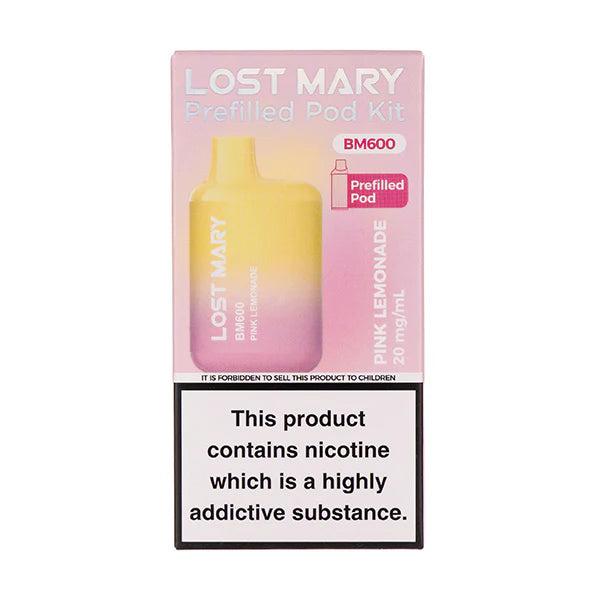 Lost Mary BM600 Prefilled Pod Kit – Box of 10 Devices | 600 Puffs Each | 20mg Nic Salt | Rechargeable Pod Vape