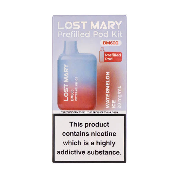 Lost Mary BM600 Prefilled Pod Kit – Box of 10 Devices | 600 Puffs Each | 20mg Nic Salt | Rechargeable Pod Vape