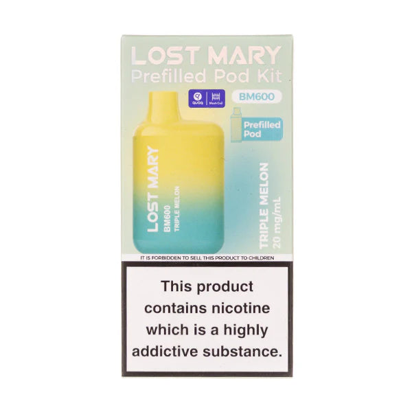 Lost Mary BM600 Prefilled Pod Kit – Box of 10 Devices | 600 Puffs Each | 20mg Nic Salt | Rechargeable Pod Vape