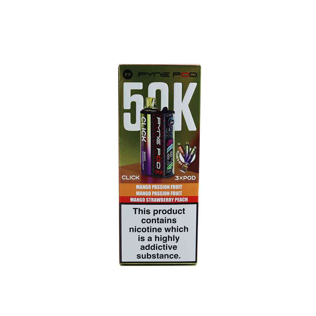 Pyne Pod Click 50K Prefilled Vape Kit – 50,000 Puffs | Dual Mode | 20mg Nic Salt | OLED Display | Rechargeable