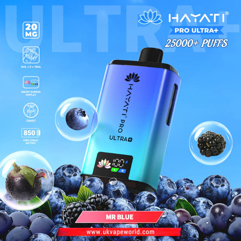 Hayati Pro Ultra Plus 25K Bar Twist Pod Kit – 25,000 Puffs | 20mg Nic Salt | Dual Prefilled Pods | Rechargeable Vape Device