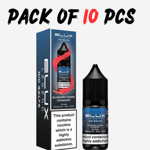 Pack of 10 PCS: Elux Nic Salt 10ml E Liquid Vape Juice- Elux Salts 50VG/50PG with 10 mg & 20 mg. TPD UK