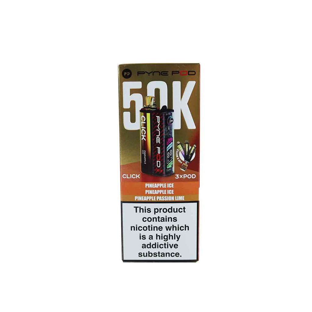 Pyne Pod Click 50K Prefilled Vape Kit – 50,000 Puffs | Dual Mode | 20mg Nic Salt | OLED Display | Rechargeable