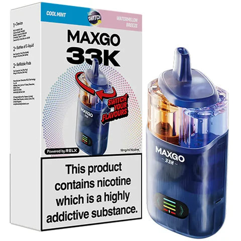 RELX MAXGO Combo 33K Prefilled Pod Kit Rechargeable Reusable BOX OFFER (3 X Pack )
