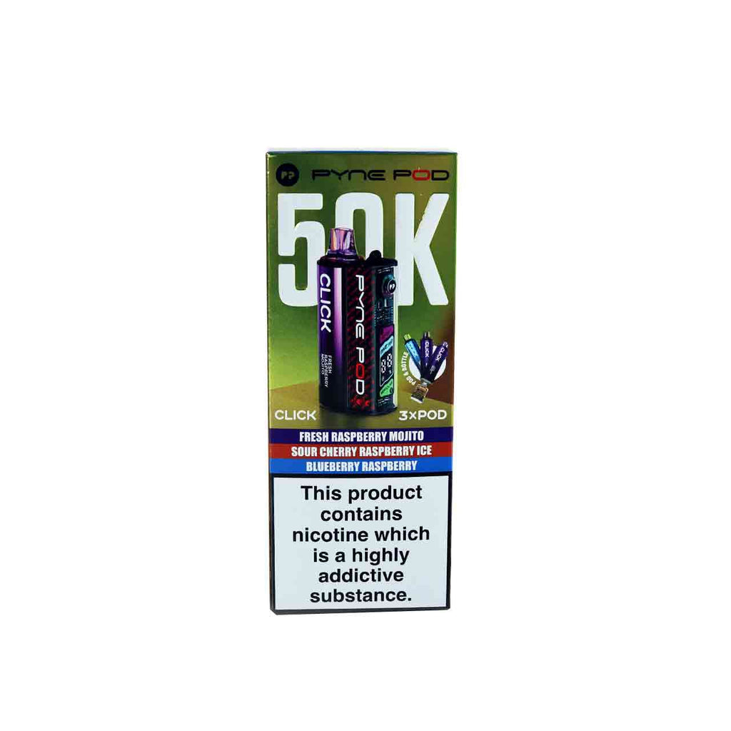 Pyne Pod Click 50K Prefilled Vape Kit – 50,000 Puffs | Dual Mode | 20mg Nic Salt | OLED Display | Rechargeable