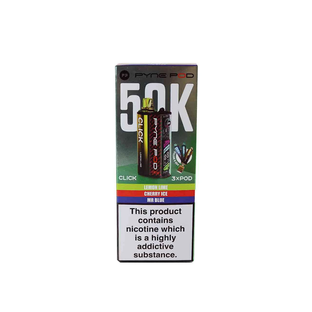 Pyne Pod Click 50K Prefilled Vape Kit – 50,000 Puffs | Dual Mode | 20mg Nic Salt | OLED Display | Rechargeable