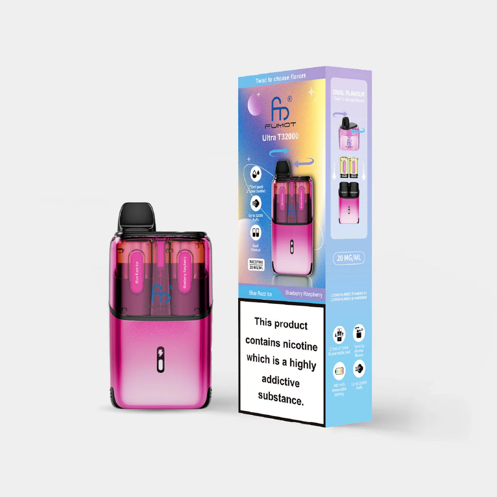 R and M Fumot Ultra T32000 Rechargeable Vape Bar Prefilled Pod Kit Pen 20 mg – Pack of 5 (Box Offer):