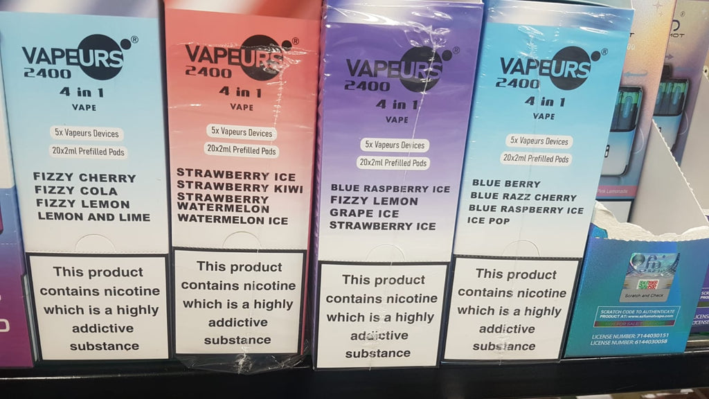 Vapeurs 2400 4 in 1 -Twist +Pre filled Pods 2ml *4 pods- Ctype- 20mg nic- Re chargable BOX OFFER PACK OF 5 PCS