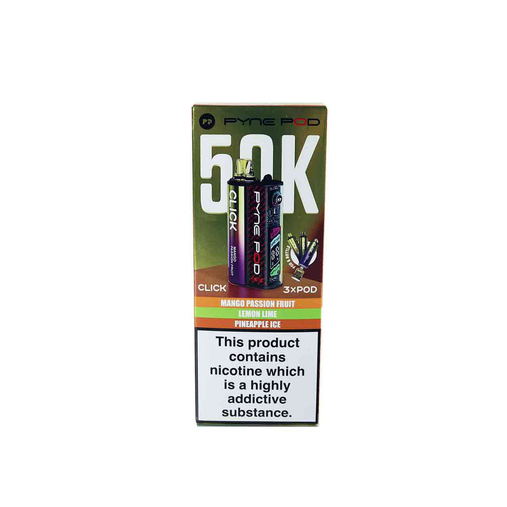 Pyne Pod Click 50K Prefilled Vape Kit – 50,000 Puffs | Dual Mode | 20mg Nic Salt | OLED Display | Rechargeable