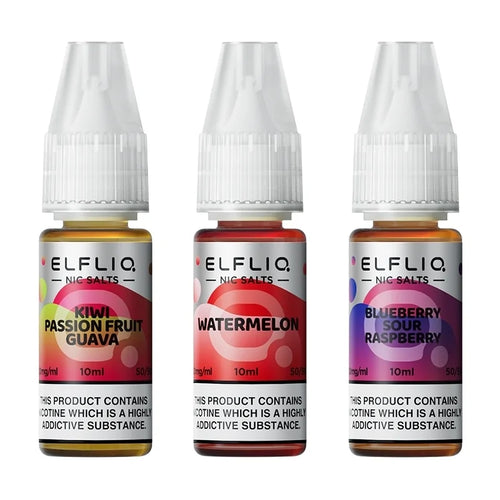 Pack of 10 ELFLIQ by ELF BAR Nic Salt 10ml E Liquid 10mg | 20mg Vape Juice 50/50 VG/PG