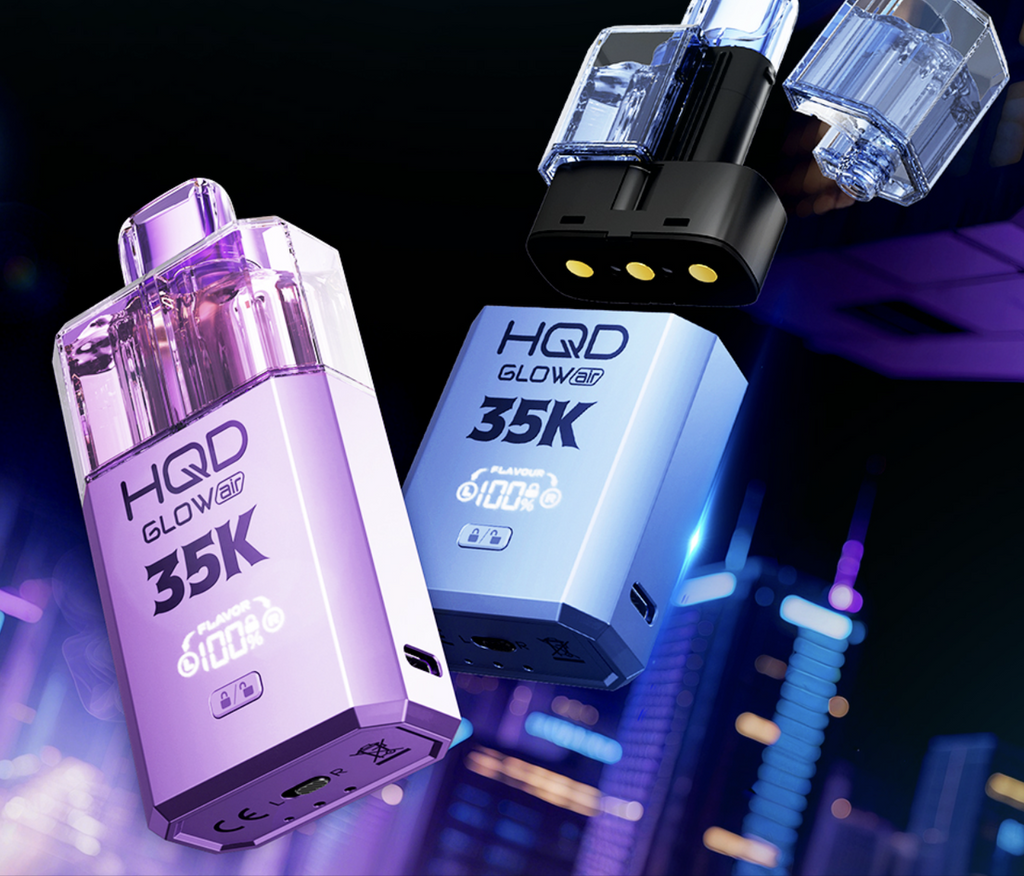 HQD Glow Air 35K Pod Vape Kit – 35,000 Puffs | Dual Flavour Pods | 20mg Nic Salt | LED Display | Rechargeable & Reusable