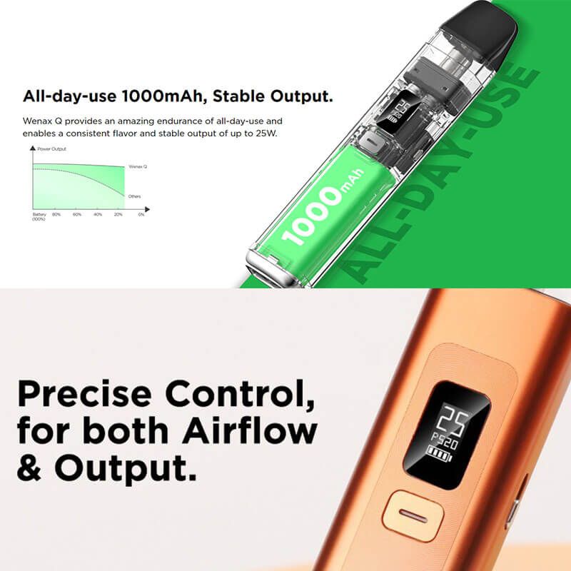 Geekvape Wenax Q Pod Vape Kit 1000mah Battery With 5-25W Dreamlandvape Geekvape Wenax Q Pod Vape Kit 1000mah Battery With 5-25W Dreamlandvape