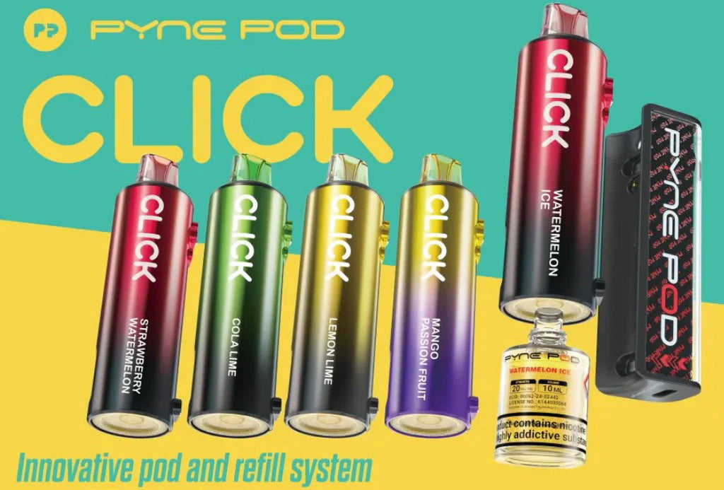 Pyne Pod Click 50K Prefilled Vape Kit – 50,000 Puffs | Dual Mode | 20mg Nic Salt | OLED Display | Rechargeable