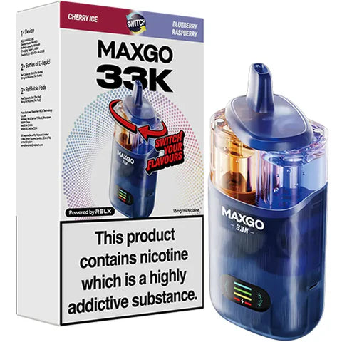 RELX MAXGO Combo 33K Prefilled Pod Kit Rechargeable Reusable BOX OFFER (3 X Pack )