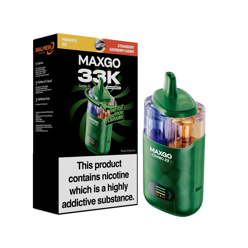RELX MAXGO Combo 33K Prefilled Pod Kit Rechargeable Reusable BOX OFFER (3 X Pack )