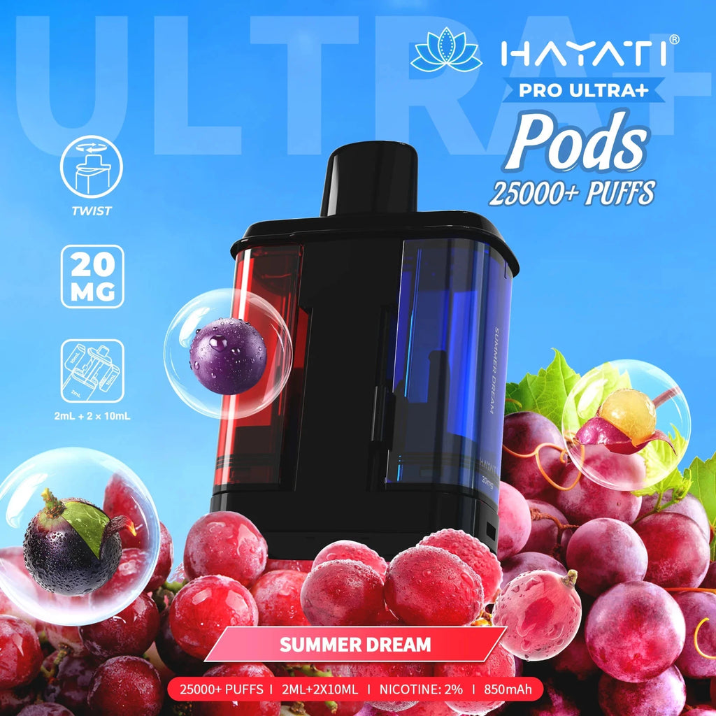Hayati Pro Ultra Plus 25K Replacement Pods – Pack of 5 | 25,000 Puffs Per Pod | 20mg Nic Salt | Mesh Coil | MTL Vape Refill