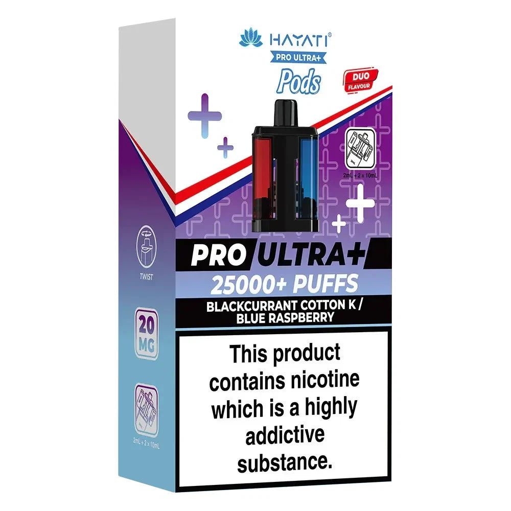 Hayati Pro Ultra Plus 25K Pod Kit with Refill Pack – 25,000 Puffs | Dual Pods + Auto Refill | 20mg Nic Salt | Rechargeable MTL Vape