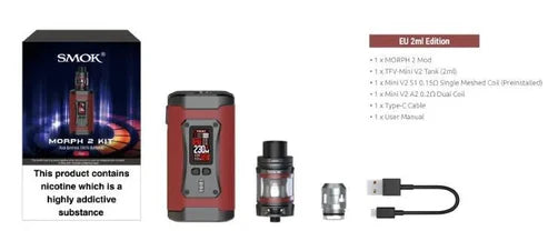 SMOK Morph 2 Vape Kit ,230 w, Dual 18650 (sold separately) Advanced IQ-S for fast response and stabilit