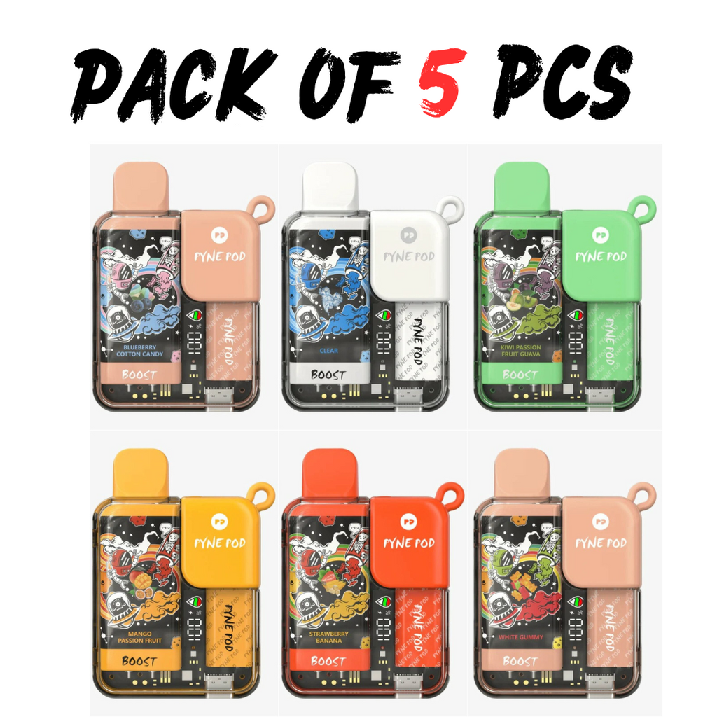Pack of 5 Pyne Pod Boost 8500 Disposable Pod Devices - Nicotine-Free, 0mg