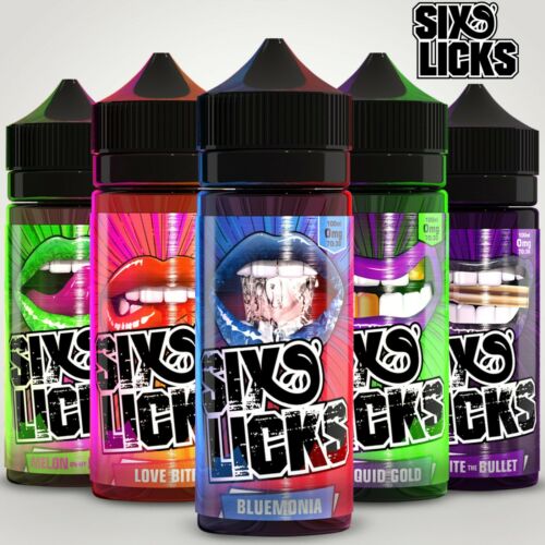 Six Licks Shortfill Vape Juice VG70/30PG 100ml e liquid 0mg No Nicotine Sub Ohm