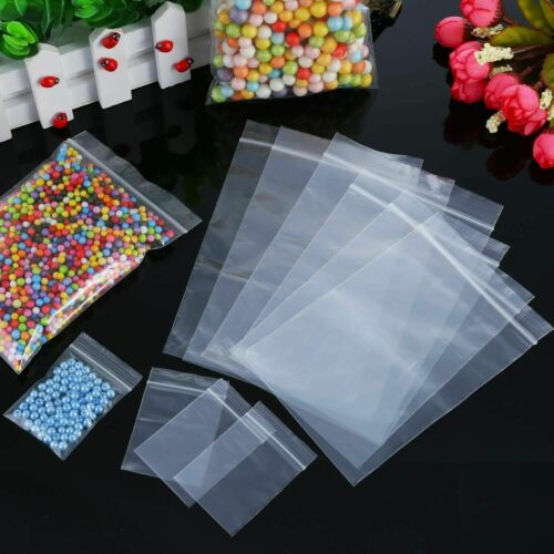Clear Grip Seal Bags100x Small Clear Bags Resealable self Zip Lock - All Sizes-