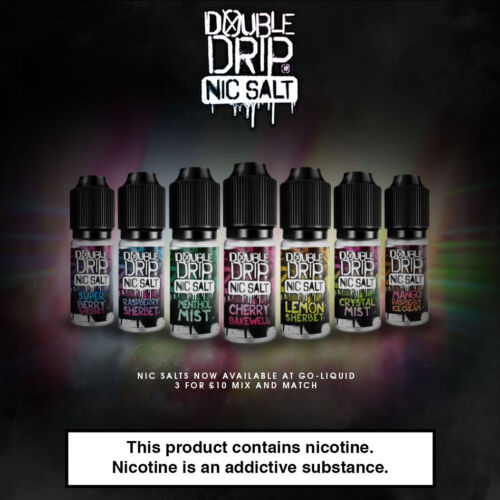 Double Drip Nic Salt 10ml E Liquid 50/50 VG Vape Juice 10mg-20mg/ml TPD