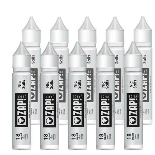 ZAP Nic Salt shot 10ml-18mg 100% VG Premium Quality-Pack Flavourless -TPD