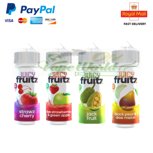 Juicy Fruitz Four Flavours E-Cig Liquid 100ml Short Fill Vaping Juice (TPD)