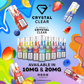 Crystal Clear Juice Bar Nic Salts  10ml – 10mg and 20mg  TPD UK